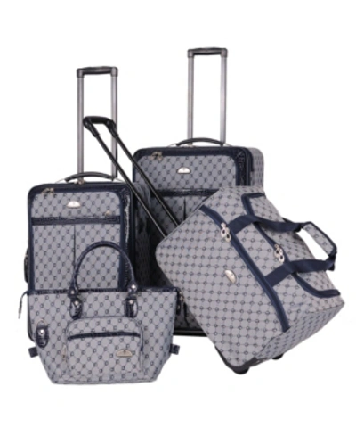 American Flyer Signature 4 Piece Luggage Set In Navy