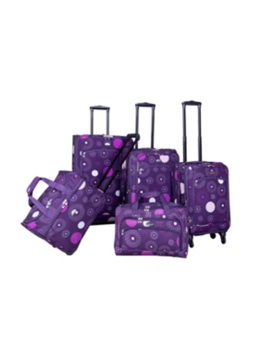 American Flyer Fireworks 5 Piece Spinner Luggage Set In Purple