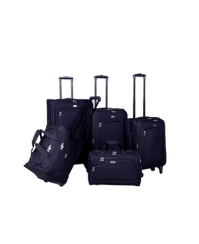 American Flyer South West Collection 5 Piece Luggage Set In Black