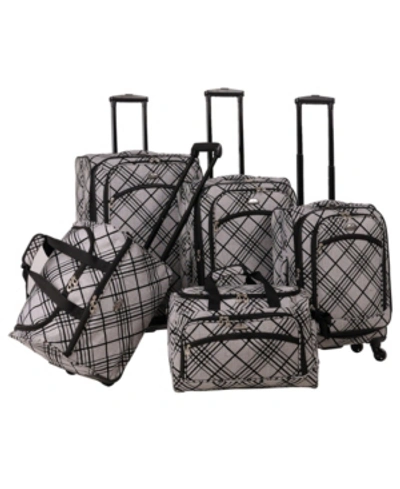 American Flyer Stripes 5 Piece Spinner Luggage Set In Silver