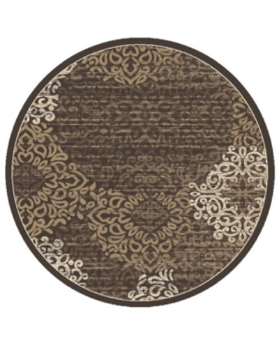Km Home Closeout!  Teramo Intrigue 5'3" Round Area Rug In Brown