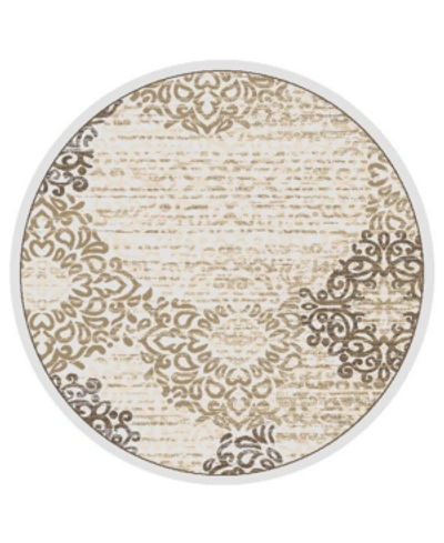 Km Home Closeout!  Teramo Intrigue 5'3" Round Area Rug In White