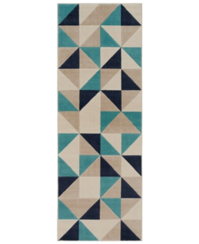 Abbie & Allie Rugs City Cit-2328 Aqua 2'7" X 7'3" Runner Area Rug