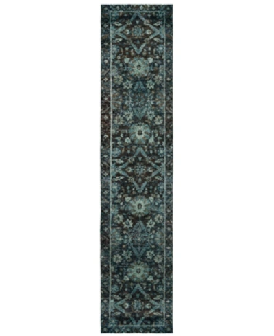 Jhb Design Andorra Ordino 2'6" X 12'runner Rug In Navy