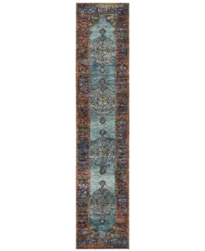 Jhb Design Andorra Ardebil 2'6" X 12' Runner Rug In Blue