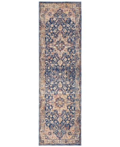 Km Home Taza Heriz 2' 3" X 7' 6" Runner Rug In Dark Blue