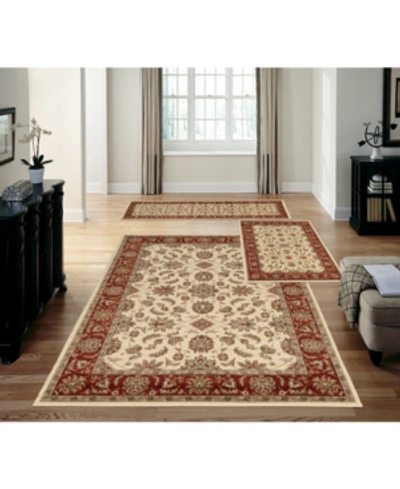 Km Home Closeout!  Stadio Meshed Ivory/brick 3-pc. Rug Set