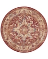 Km Home Taza Heriz 5' Round Area Rug In Red