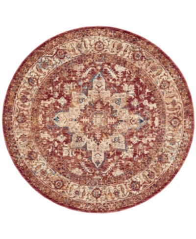 Km Home Taza Heriz 5' Round Area Rug In Red