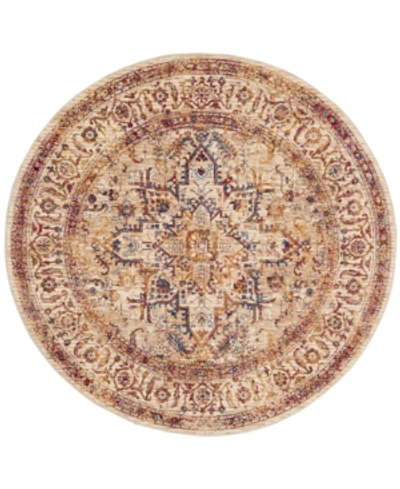 Km Home Taza Heriz 5' Round Area Rug In Beige