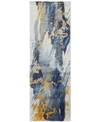 Bb Rugs Medley 5574a Ivory/grey 2'6" X 8' Runner Area Rug In Ivory/blue
