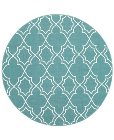 Surya Alfresco Alf-9653 Teal 7'3" Round Area Rug, Indoor/outdoor