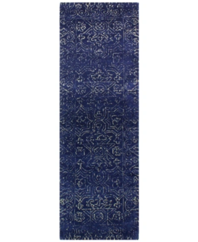 Bb Rugs Nico Nic-133 2'6" X 8' Runner Area Rug In Navy