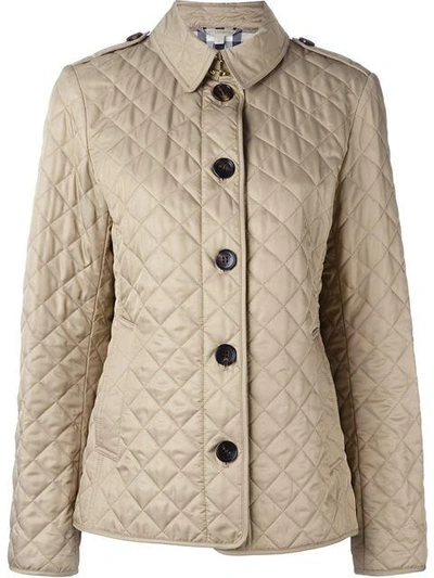 Burberry Beige Ashurst Quilted Jacket In Canvas