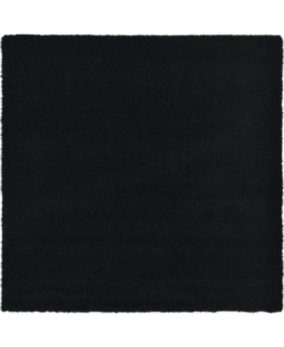 Bridgeport Home Exact Shag Exs1 Jet Black 8' 2" X 8' 2" Square Area Rug