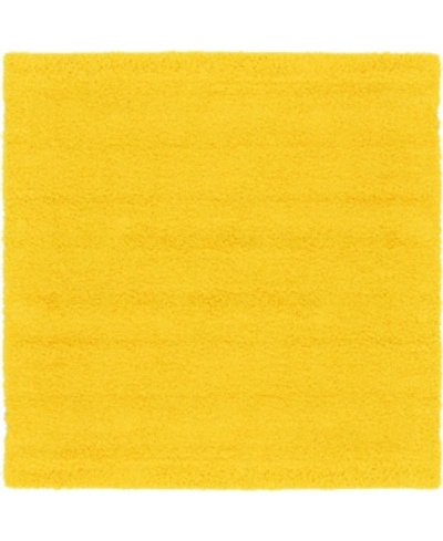 Bridgeport Home Exact Shag Exs1 Tuscan Sun Yellow 8' 2" X 8' 2" Square Area Rug