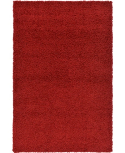 Bridgeport Home Closeout! Bayshore Home Exact Shag Exs1 5' X 8' Area Rug In Cherry Red