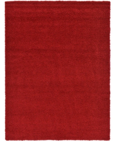 Bridgeport Home Closeout! Bayshore Home Exact Shag Exs1 8' X 11' Area Rug In Cherry Red