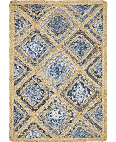 Bridgeport Home Braided Square Bsq6 Blue 2' X 3' Area Rug