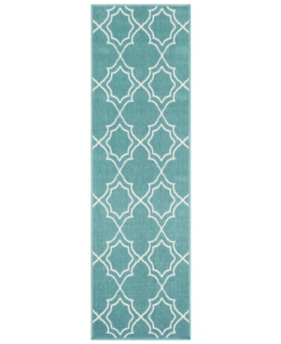 Surya Alfresco Alf-9653 Teal 2'3" X 11'9" Runner Area Rug, Indoor/outdoor
