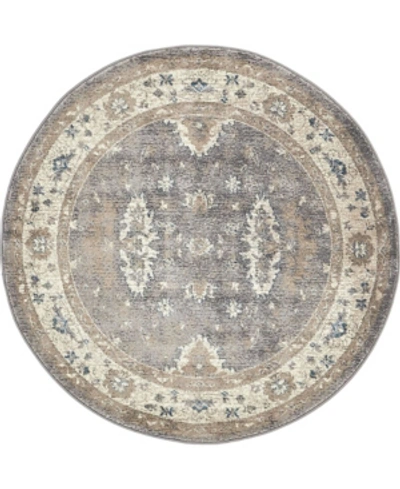 Bridgeport Home Closeout! Bayshore Home Bellmere Bel5 4' X 4' Round Area Rug In Gray