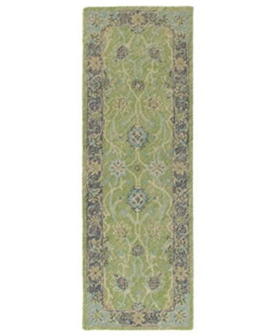 Kaleen Weathered Wtr08-96 Lime Green 3' X 10' Runner Rug