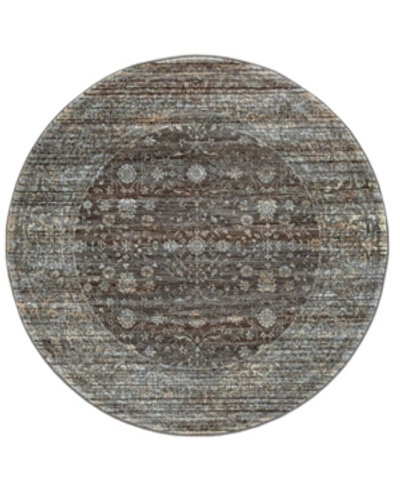 Km Home Silvano Sil-01 Brown 5'3" X 5'3" Round Rug