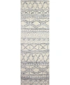 Bb Rugs Natural Wool M133 Ivory And Blue 2'6" X 8' Runner Rug In Ivory2