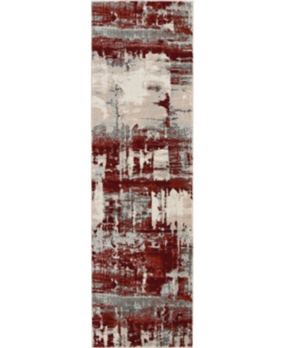 Long Street Looms Samuel Sam14 Ivory, Red 2'2" X 7'6" Runner Rug In Ivory Red