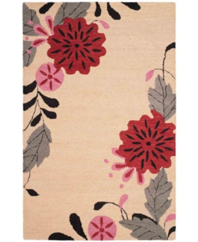 Martha Stewart Collection Picture Block Floral Msr4871a Ivory 4' X 6' Area Rug