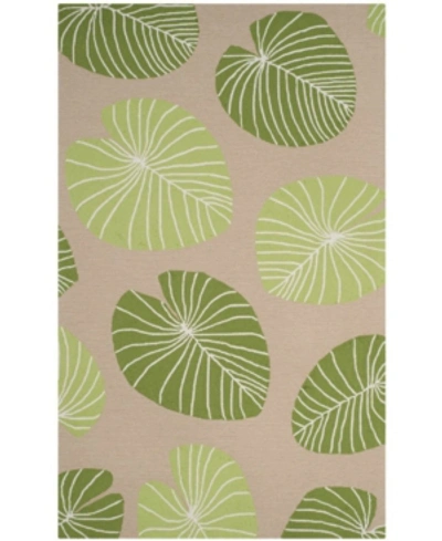 Martha Stewart Collection Lily Pad Msr2212b Tan And Green 5' X 8' Area Rug