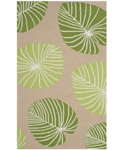 Martha Stewart Collection Lily Pad Msr2212b Tan And Green 3' X 5' Area Rug