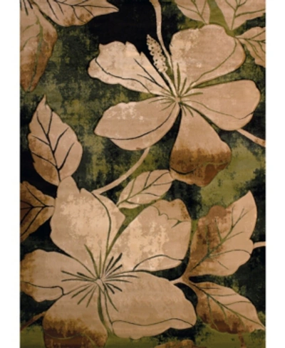 Asbury Looms Contours Floral Canvas 510 28845 24 Green 1'10" X 2'8" Area Rug