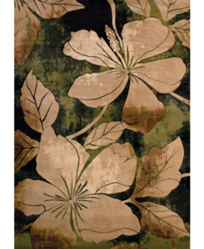 Asbury Looms Contours Floral Canvas 510 28845 69 Green 5'3" X 7'6" Area Rug