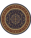 Km Home Closeout!  1318/1546/navy Navelli Blue 5'3" X 5'3" Round Area Rug In Blue