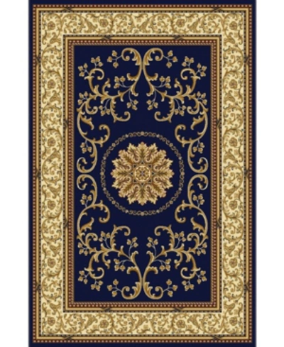 Km Home Closeout!  1419/1341/navy Navelli Blue 5'5" X 8'3" Area Rug