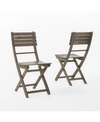 Noble House Positano Outdoor Foldable Dining Chairs, Set Of 2 In Gray
