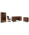 Furniture Clinton Hill Cherry Home Office, 4-pc. Set (executive Desk, Lateral File Cabinet, Open Bookcase & Le In Cherry
