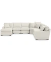 Furniture Radley Fabric 6-piece Chaise Sectional With Wedge, Created For Macy's In Heavenly Oyster White
