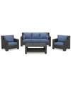 FURNITURE VIEWPORT OUTDOOR WICKER 4-PC. SEATING SET (1 SOFA, 2 CLUB CHAIRS AND 1 COFFEE TABLE), WITH SUNBRELLA