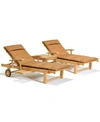 Furniture Bristol Outdoor Teak 3-pc. Chaise Set (2 Chaise Lounge And 1 End Table)