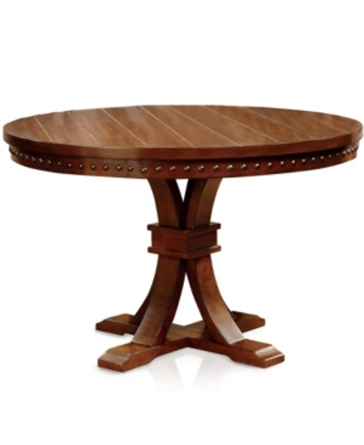Furniture Of America Tackman Solid Wood Round Table In Brown