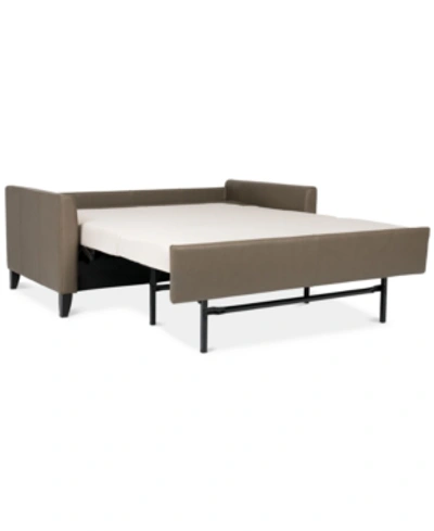 Furniture Priley 70" Leather Queen Sleeper Sofa In Bison Taupe