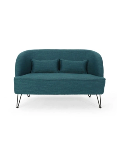 Noble House Nilton Modern Loveseat With Hairpin Legs In Teal