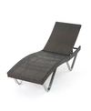 Noble House Graham Outdoor Chaise Lounge Chair In Brown