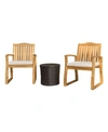 Noble House Tampa Outdoor 3 Piece Chat Set With Round Table In Brown