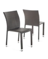 Noble House Dover Outdoor Armless Stack Chairs With Frame, Set Of 2 In Dark Brown