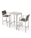NOBLE HOUSE CAPE CORAL OUTDOOR 3 PIECE BAR SET WITH GLASS TABLE TOP