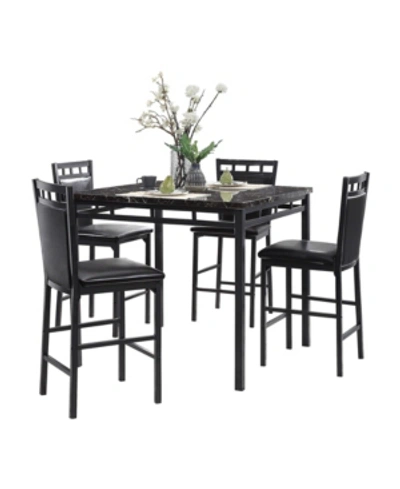 Furniture Madeline Counter Height Dining 5pc Set, (square Table And 4 Chairs) In Black