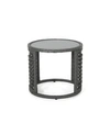 Noble House Tatiana Outdoor Modern Boho Side Table With Glass Top In Gray